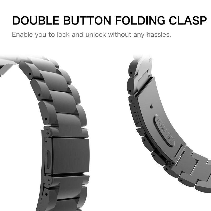 Fintie Metal Band Compatible with Garmin Vivoactive 4 45mm, Garmin Venu 3, Venu 2 45mm, Forerunner 255 46mm, 22mm Quick Release Stainless Steel Metal Strap Accessories, Black - Image 4