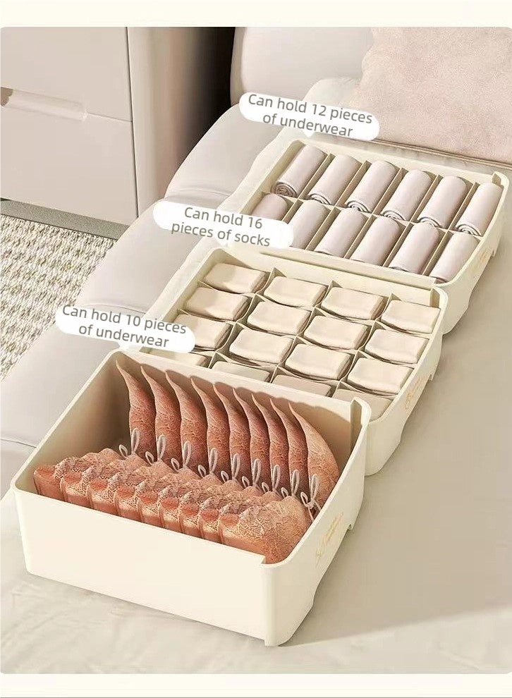 nehem 3-Piece Underwear Organizer Set - Bra Storage Box + 12-Slot Panty Organizer + 16-Compartment Sock Drawer | Space-Saving Closet Organization System - Image 3