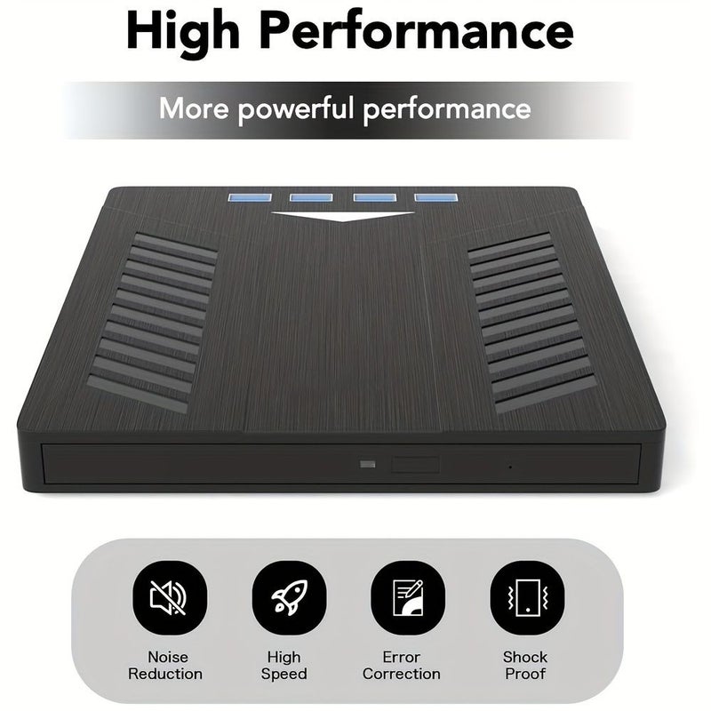 7 In 1 Multifunctional External USB 3 0 Type C CD DVD Optical Drive Ultra Slim With 4 USB Ports 2 SD Card Slots And Black Color Compatible With Laptop PC Linux Windows Mac OS - Image 3
