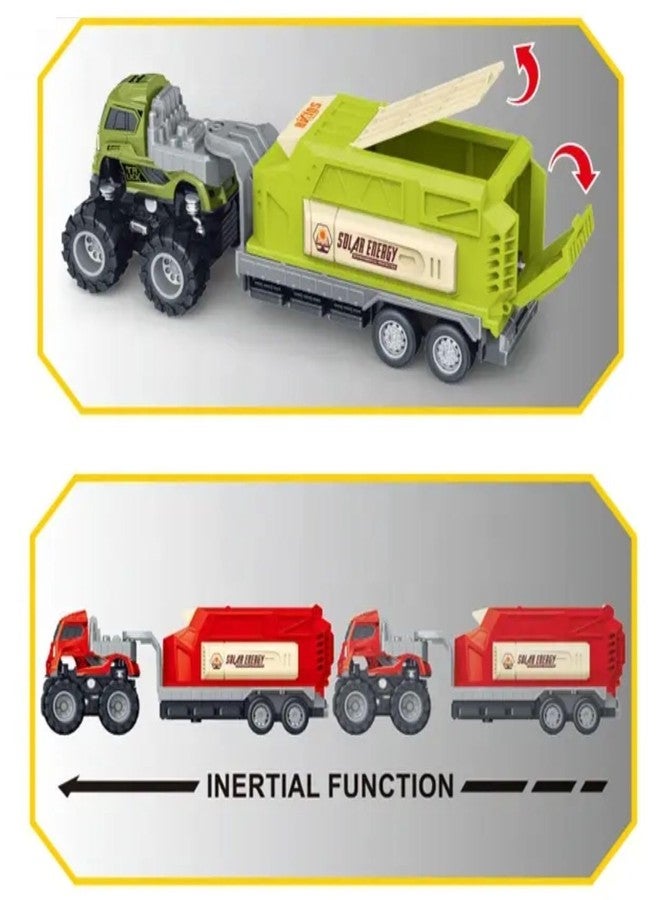 DEOXY Pack of 2 Diecast Alloy Construction Dumper Transport Truck Toy Set with Frionction Powered Educational Building Toys for Boys & Girls - Image 5