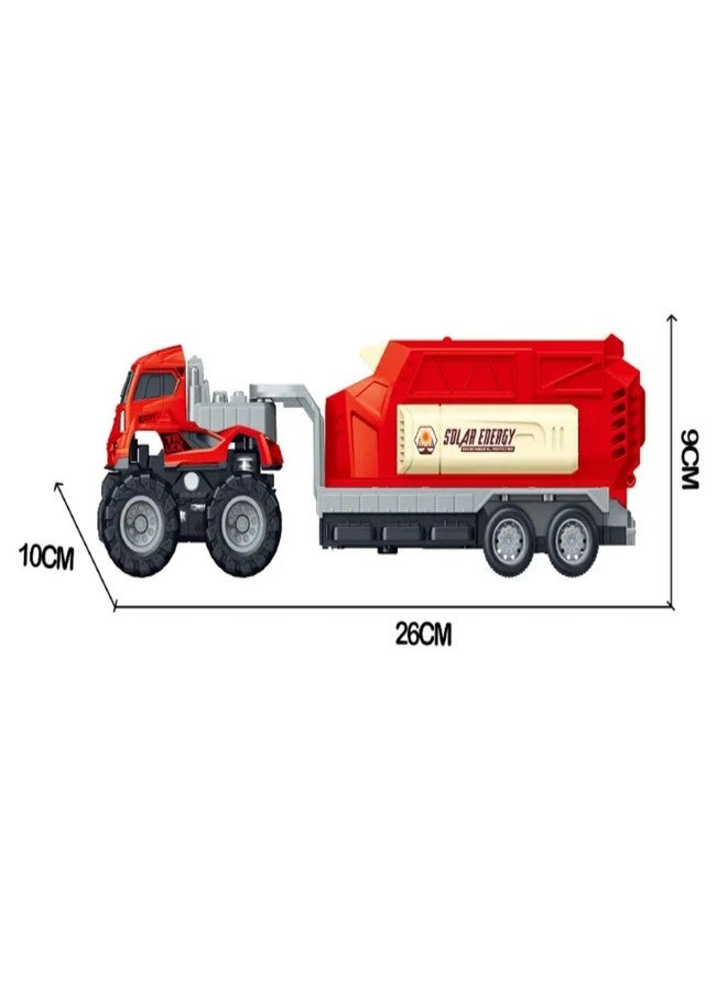 DEOXY Pack of 2 Diecast Alloy Construction Dumper Transport Truck Toy Set with Frionction Powered Educational Building Toys for Boys & Girls - Image 4