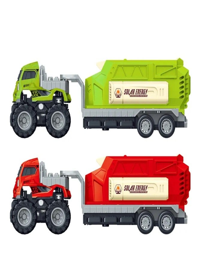 DEOXY Pack of 2 Diecast Alloy Construction Dumper Transport Truck Toy Set with Frionction Powered Educational Building Toys for Boys & Girls - Image 1