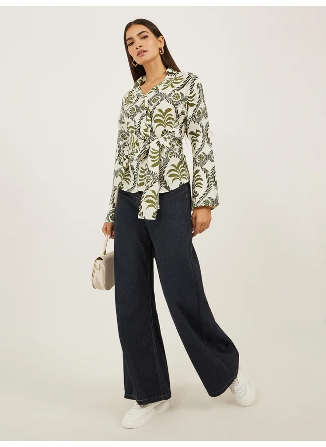 ستايلي Styli Floral Print Bell Sleeve Wrap Top