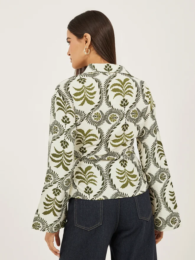 Styli Styli Floral Print Bell Sleeve Wrap Top