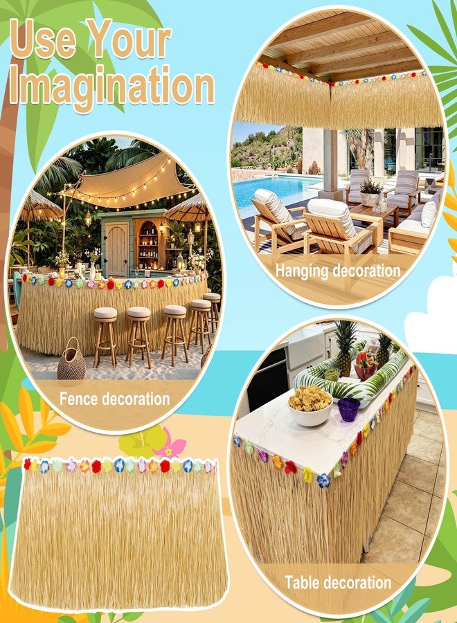 Huskein Luau Party Decorations, 2PCS Gold Hawaiian Themed Table Skirt Party Decorations, Flower 108 X 29.5" Grass Skirts Luau Party Favors, Luau Table Skirt for Summer Tropical Hula Parties Decor Accessories - Image 5