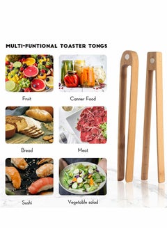 KASTWAVE 2 Pcs Wooden Toaster Tongs With Magnet Magnetic Bamboo Wood Toast Natural Kitchen Utensil Accessories  - Image 3