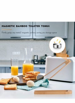 KASTWAVE 2 Pcs Wooden Toaster Tongs With Magnet Magnetic Bamboo Wood Toast Natural Kitchen Utensil Accessories  - Image 5
