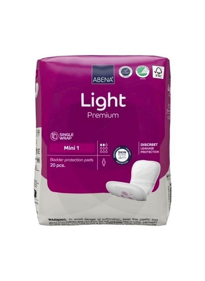 Abena Abena Light Incontinence Pads For Women, Anatomically Designed Barriers For Urinary Leak Protection, Breathable, Comfortable with Fast Absorption, Self-adhesive Strips - Light Mini 1, 180ml, 20 Count  - Image 5