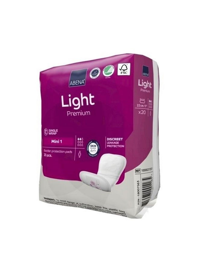 Abena Abena Light Incontinence Pads For Women, Anatomically Designed Barriers For Urinary Leak Protection, Breathable, Comfortable with Fast Absorption, Self-adhesive Strips - Light Mini 1, 180ml, 20 Count  - Image 4