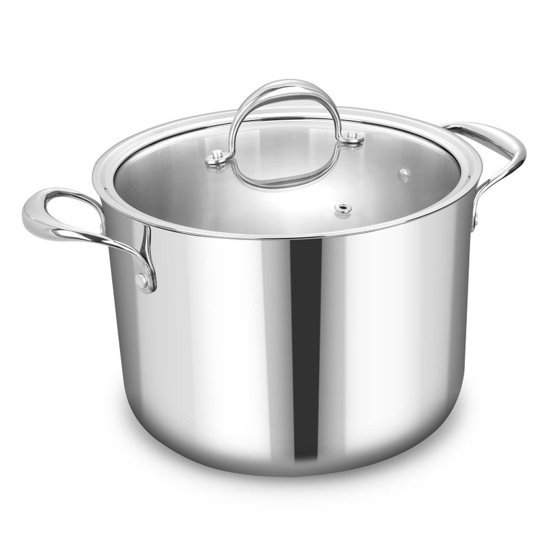 KEAWELL K3 Premium 8-Quart Tri-Ply Stainless Steel Stockpot with Lid, Induction & Oven Safe up to 600Â°F, Even Heating, Professional Cookware for All Stovetops (8-Qt) - Image 1