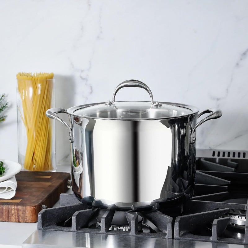 KEAWELL K3 Premium 8-Quart Tri-Ply Stainless Steel Stockpot with Lid, Induction & Oven Safe up to 600Â°F, Even Heating, Professional Cookware for All Stovetops (8-Qt) - Image 2