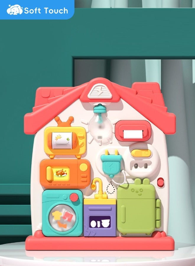 سوفت تاتش لوحة أنشطة تفاعلية للأطفال من بيبي مونتيسوري مزودة بإضاءة وموسيقى، لعبة تعليمية للأطفال الصغار، لعبة نشاط سفر للأطفال من عمر 18 شهرًا فما فوق - Image 1