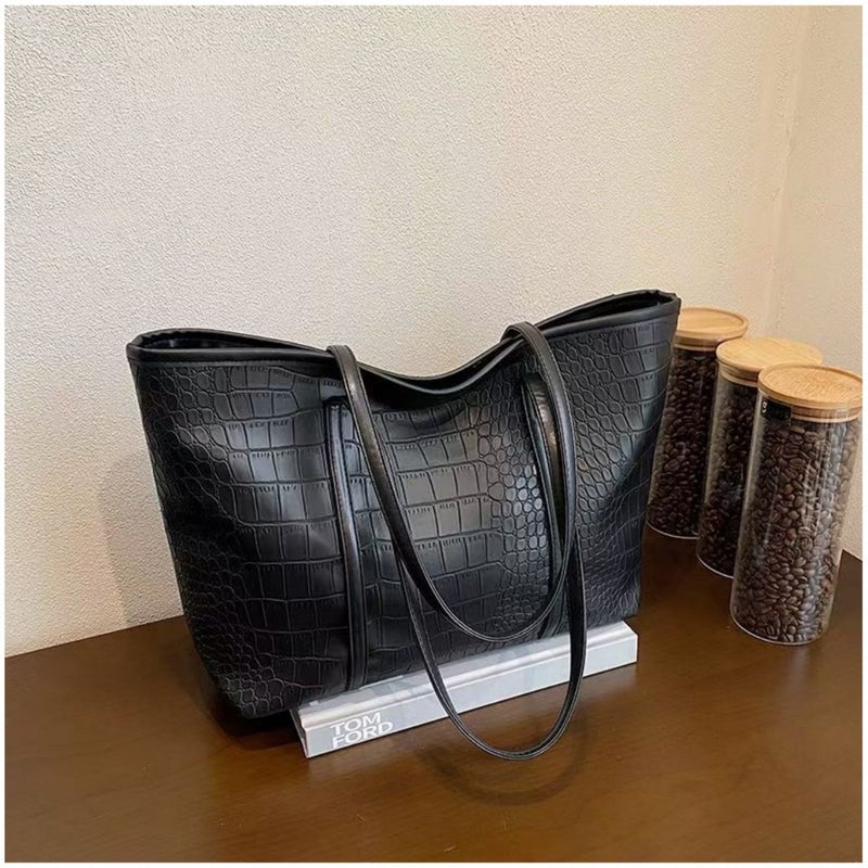 Large Capacity Tote Bag for Women, Soft PU Leather, Shoulder/Crossbody - Image 1