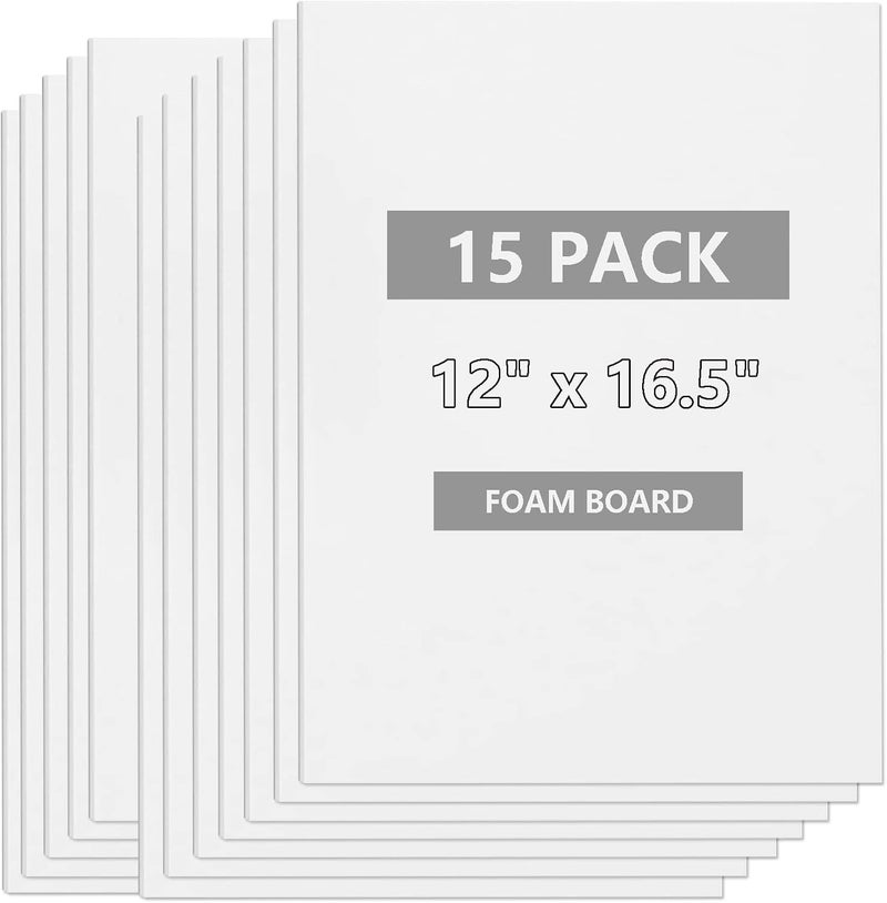 AYAYGD 15 Pack White Foam Board for Projects, 12 x 16.5Inch Foam Core Baking Board Mat Board Center, 3/16Inch Thick Polystyrene Foam Sheet for School, Presentation, Signage & Art Crafting - Image 1