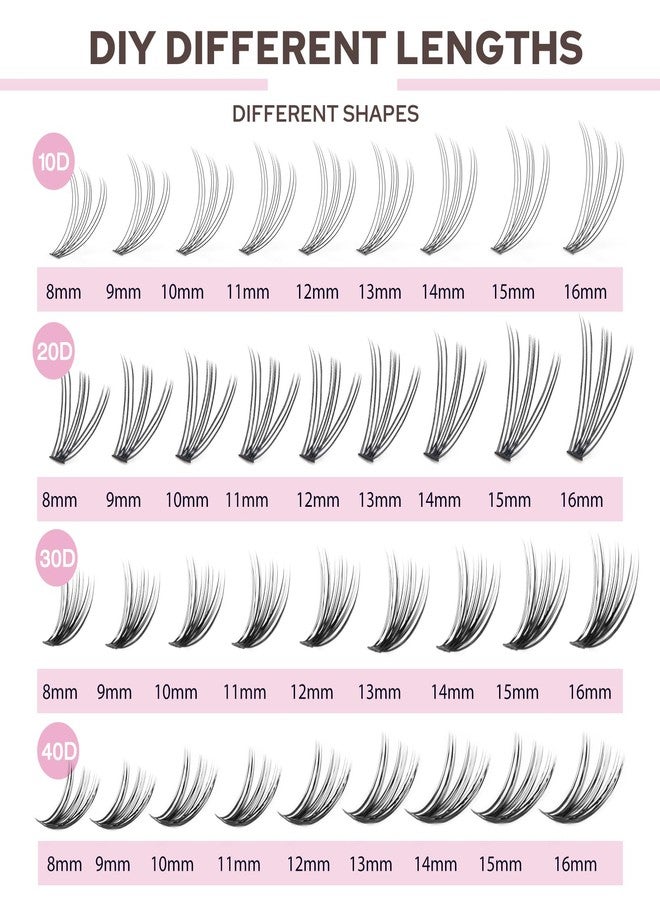 FinyDreamy 30D Lash Clusters 280pcs Individual Lashes 8-16mm Mix Lengths Volume Cluster Lashes C Curl 0.07mm Thickness Eyelash Individual Cluster Lashes And Apply Under Your Lashes (30D 8-16mm) - Image 4