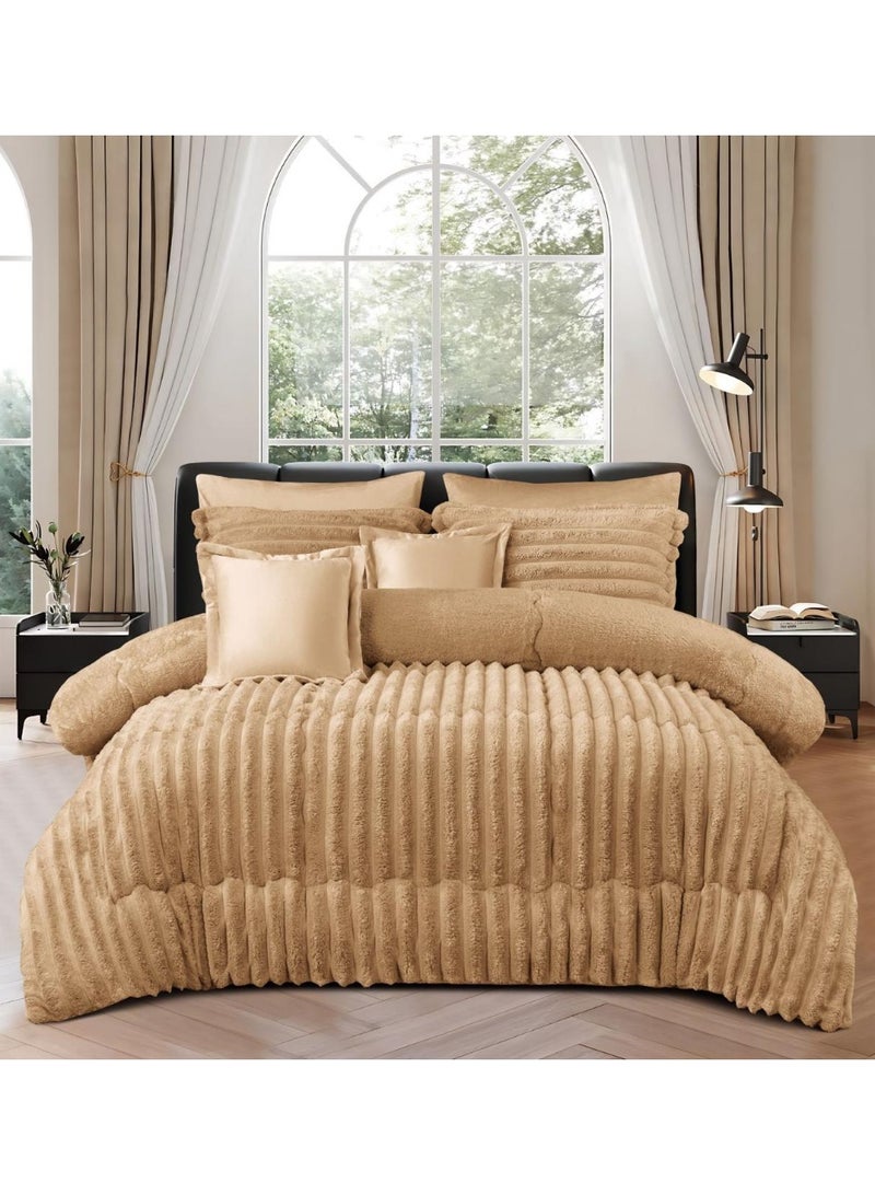 Roshen 4-piece winter single bed sheet set, soft velvet middle filling with plain fur, double-sided, velvet material, quilt size 210*170