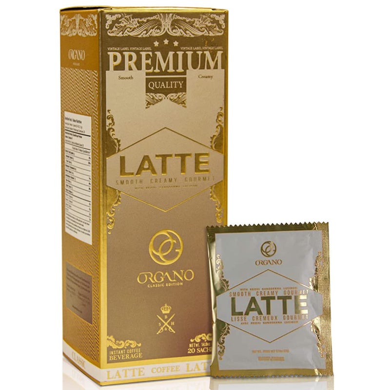 ORGANO Gourmet Cafe Latte, 100% Certified Ganoderma Lucidum (20 Sachets) - Image 1