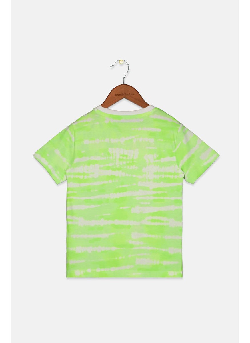 PUMA Kids Boy Sportswear Fit Short Sleeve Training T-shirt, White and Lime Green  - Image 2