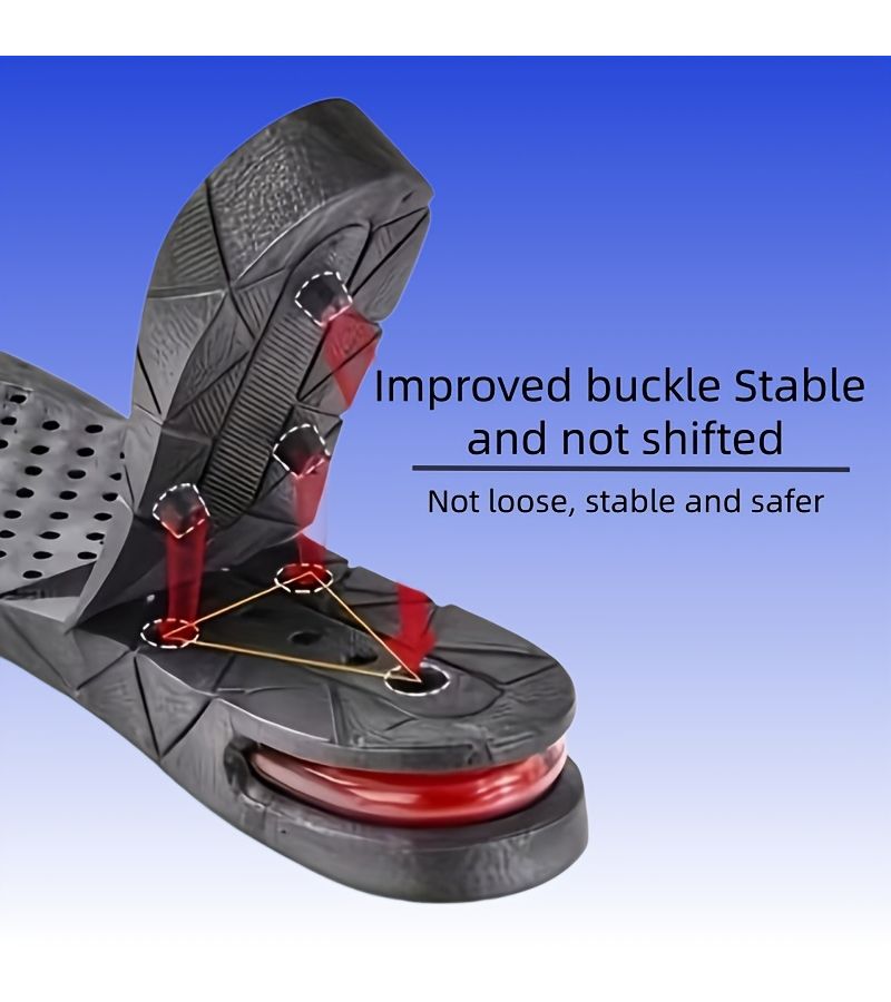 Black 9cm 3.54inch Adjustable Height Invisible Insoles Ergonomic Heel Pad Breathable Shock Absorber Detachable Unisex - Image 5