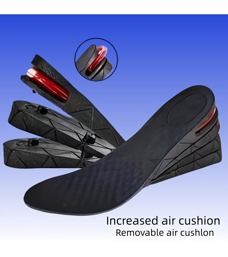 Black 9cm 3.54inch Adjustable Height Invisible Insoles Ergonomic Heel Pad Breathable Shock Absorber Detachable Unisex - Image 4