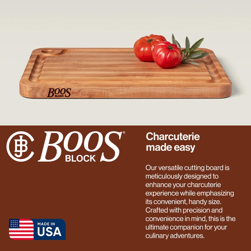John Boos Prestige Series Rectangular Wooden Maple Cutting Board 20â€x15â€ â€“ 1.25â€ Thick, 10-lb Reversible Butcher Block with Juice Groove, Edge-Grain & Finger Grip Hole â€“ Made in the USA - Image 4
