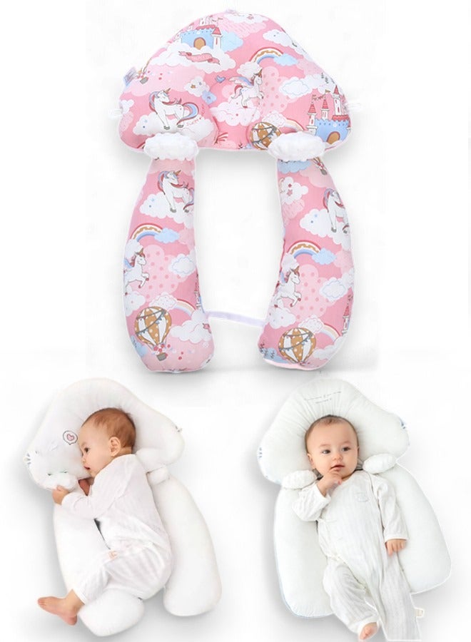 ZCM-HAPPY Newborn Baby Head Shaping Pillow Adjustable Height and Memory Foam Neck Support Ergonomic and Breathable Sleep Pillow for Newborns, Washable Baby Soothing Pillow for Flat Head Prevention and Comfort - Image 1