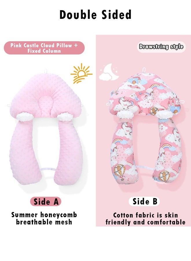 ZCM-HAPPY Newborn Baby Head Shaping Pillow Adjustable Height and Memory Foam Neck Support Ergonomic and Breathable Sleep Pillow for Newborns, Washable Baby Soothing Pillow for Flat Head Prevention and Comfort - Image 2