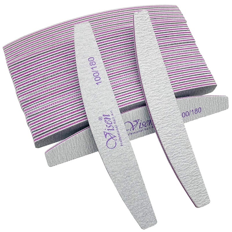 25 Pcs 100180 Grit Nail Files Washable Double Sided Professional Emery Boards for Acrylic Gel Natural Nails Salon  Home Use