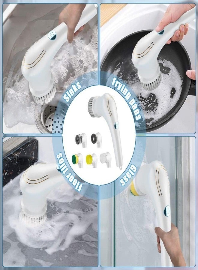 Electric Spin Scrubber, 5-in-1 Multifunctional Waterproof Electric Scrub Brush with 5 Brush Heads, Household Cleaning Brush for Bathtub, Cars, Tile Floor, Kitchen, Window, Wall Shoes - Image 2