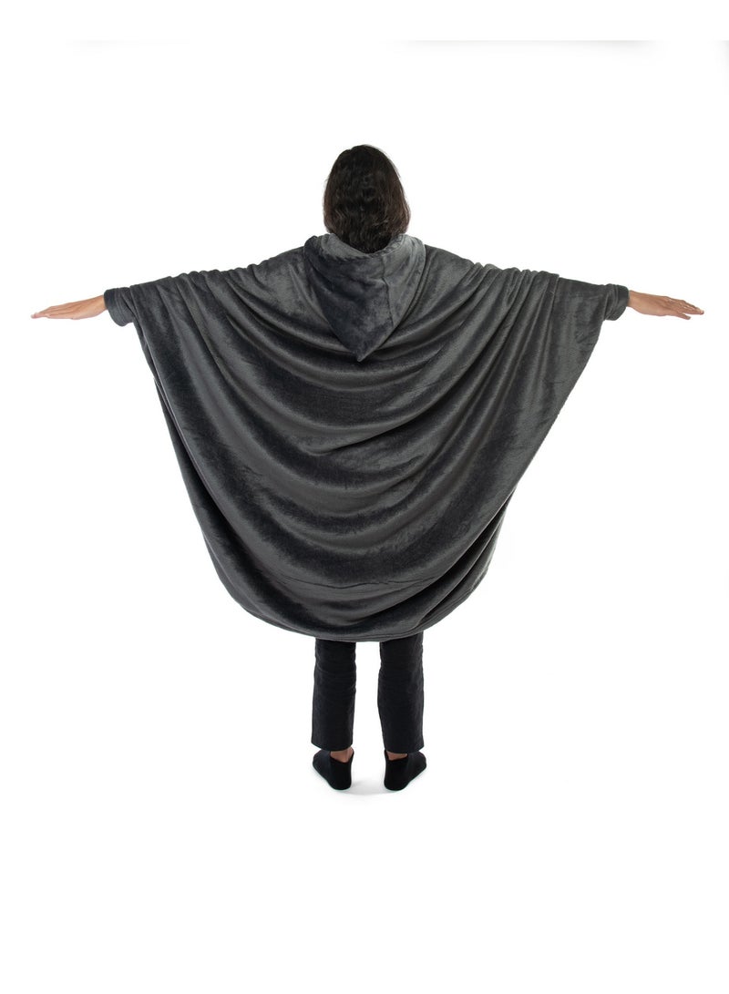 Mintra Blanket Cape/Hoodie (Fleece) Grey 160x180cm - Image 2