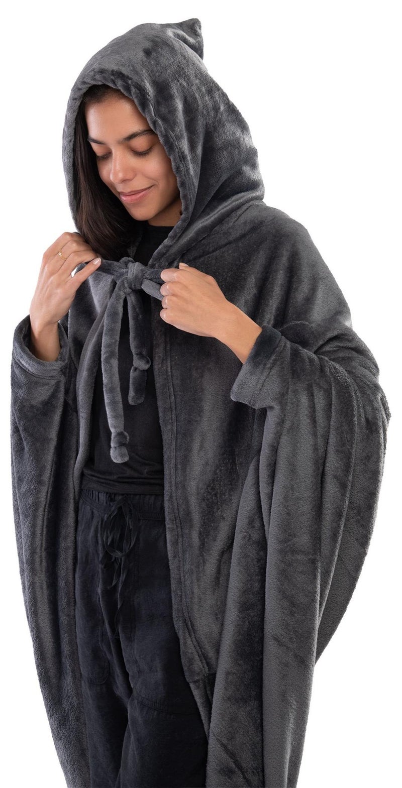 Mintra Blanket Cape/Hoodie (Fleece) Grey 160x180cm - Image 1