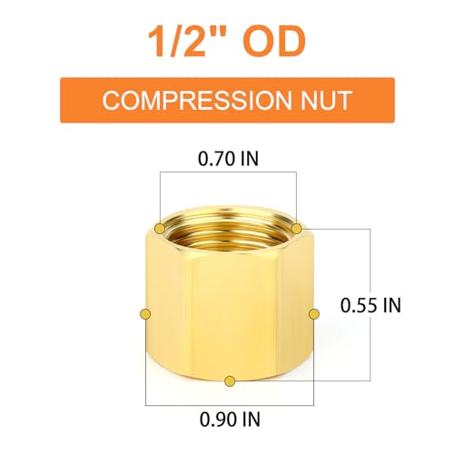GASHER 20PCS Brass 12 Compression Fitting Brass Compression Ferrule head - Image 3