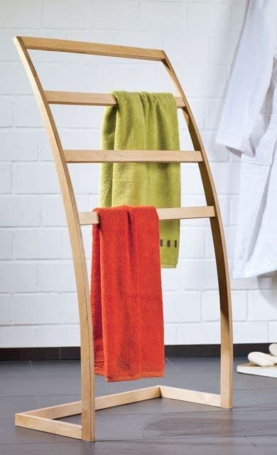 Freestanding Wooden Towel Rack Multiple Tier Sheesham Wood Towel Holder for Bathroom Industrial Towel Bar StandLadder with Storage Shelf for Bathroom Bedroom Laundry Room Kitchen B3 