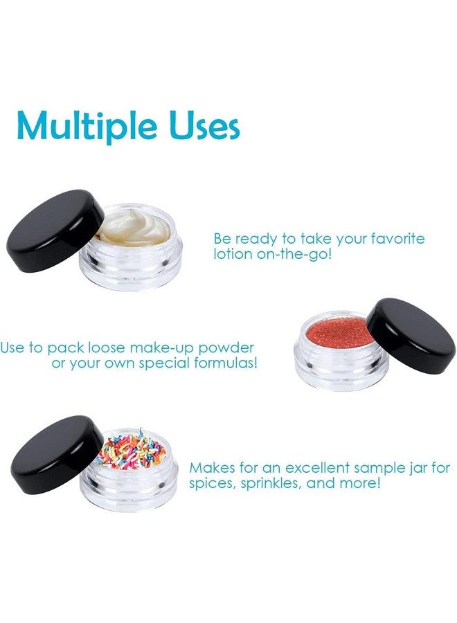 BH PLAST Acrylic Jars with Black Cap & Inner Lid, 50g, Clear, for Lip Balm, Cream, Eye Shadow Pack of 3 - Image 4