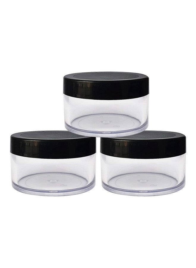 BH PLAST Acrylic Jars with Black Cap & Inner Lid, 50g, Clear, for Lip Balm, Cream, Eye Shadow Pack of 3 - Image 1
