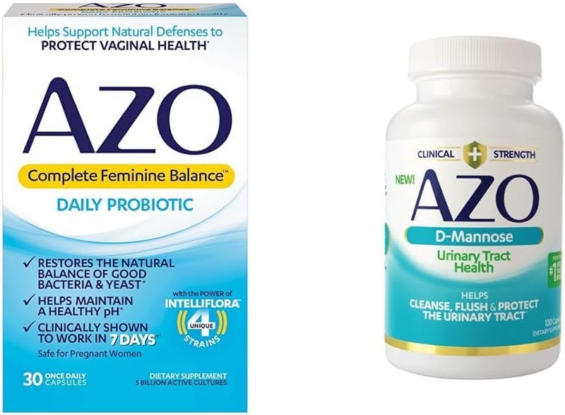 AZO Complete Feminine Balance Daily Probiotics for Women Clinically Proven  D Mannose Urinary Tract Health Cleanse Flush  Protect The Urinary Tract - Image 1