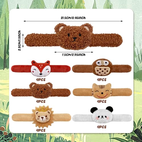 XIPEGPA 24 PCS Stuffed Animal Slap Bracelets Plush Animal Slap Bracelets Cute Wrist Slap Band Toy Wrist Animals Wrist Pets Slap Bracelet Wrist Toy for Boys Girls Easter Birthday Gifts Party Favors 6 Styles - Image 5