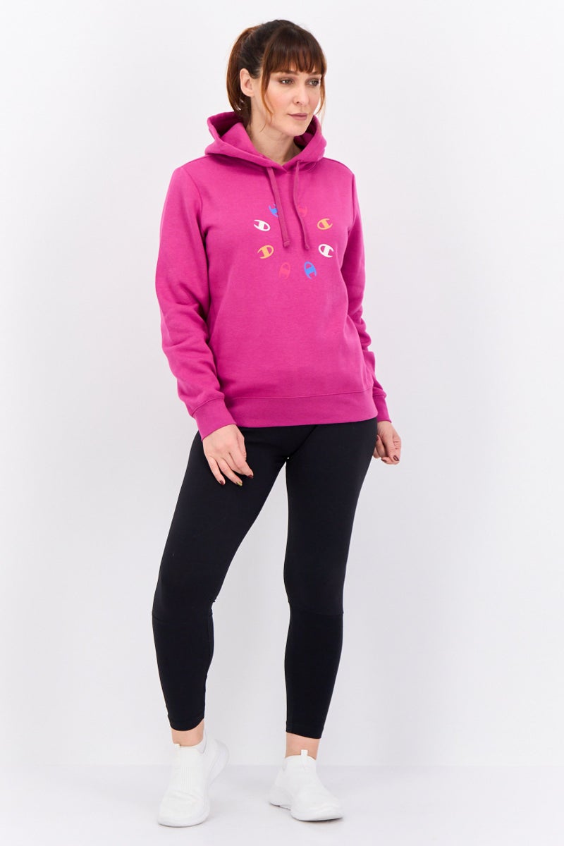 Champion Women Sportswear Fit Long Sleeve Outdoor Hooded Sweatshirt, Magenta  - Image 4