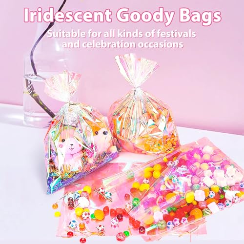 Cherodada Cellophane Treat Bags, 4x6 Inch Iridescent Cellophane Bags with Twist Ties, Weddings Birthday PartyCelebrations Baby Showers Weddings Birthday Party Gift Wrapping(Pack of 100) - Image 3