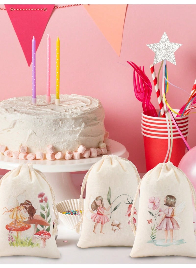 Fabric bags for distributing gifts and sweets to birthday parties and baby showers, 6 pieces with cute designs and colors - Image 3