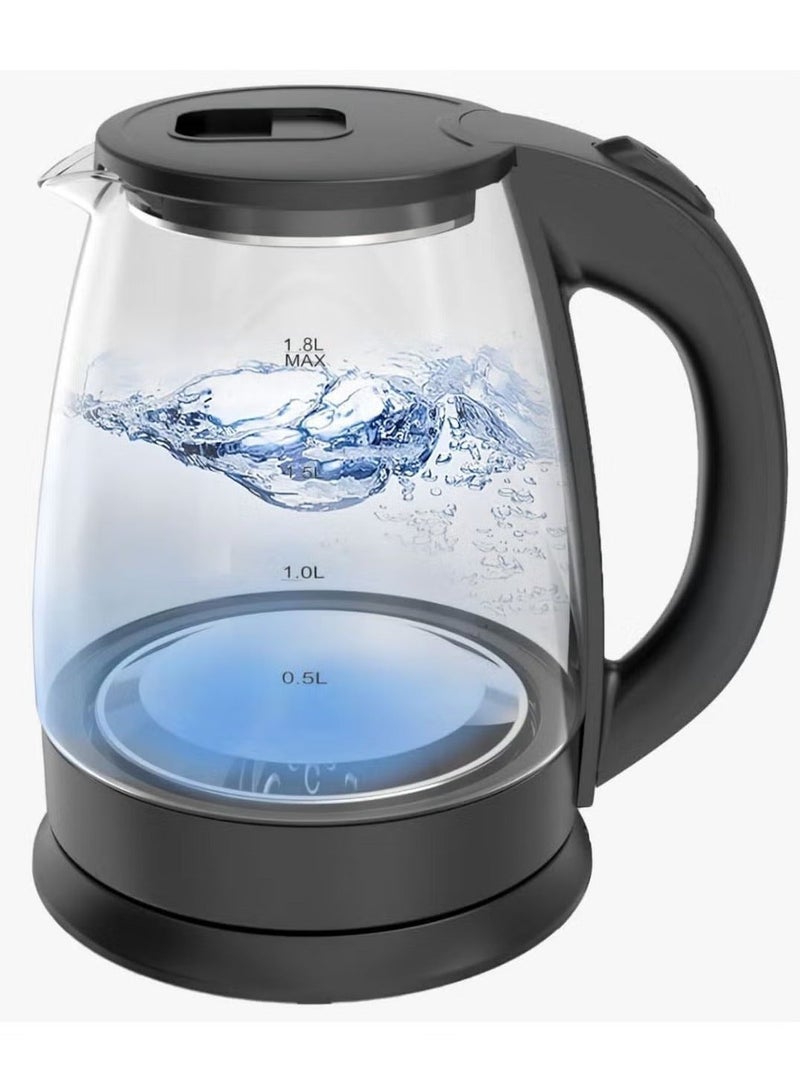 PRIMO PLUS 1.8L Glass Electric Kettle - 1500W Fast Boiling Water Kettle with LED Indicator, Auto Shut-Off & Boil-Dry Protection - Modern Transparent Design for Kitchen & Office - PR649 - Image 1