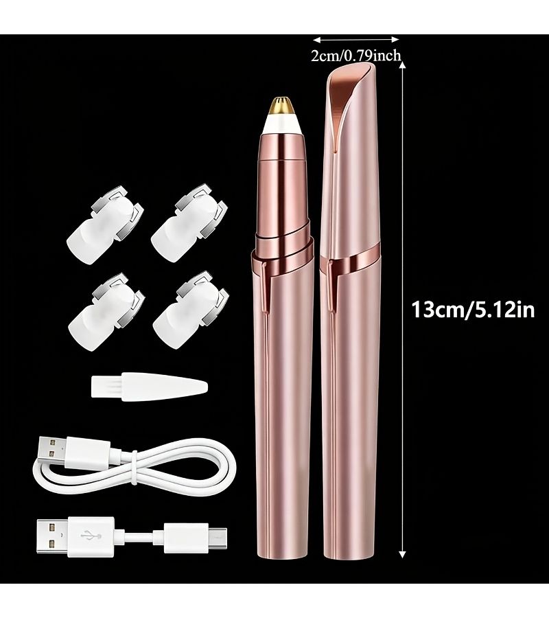 شامبانيا ذهبي 5 شفرات مزيل شعر USB قابل لإعادة الشحن، مكيّف للحواجب والإبطين والساقين - Image 2