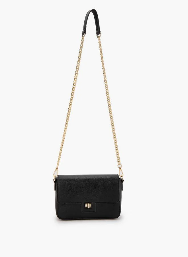 Flora Bella By Shoexpress Solid Crossbody Bag with Detachable Chain Strap