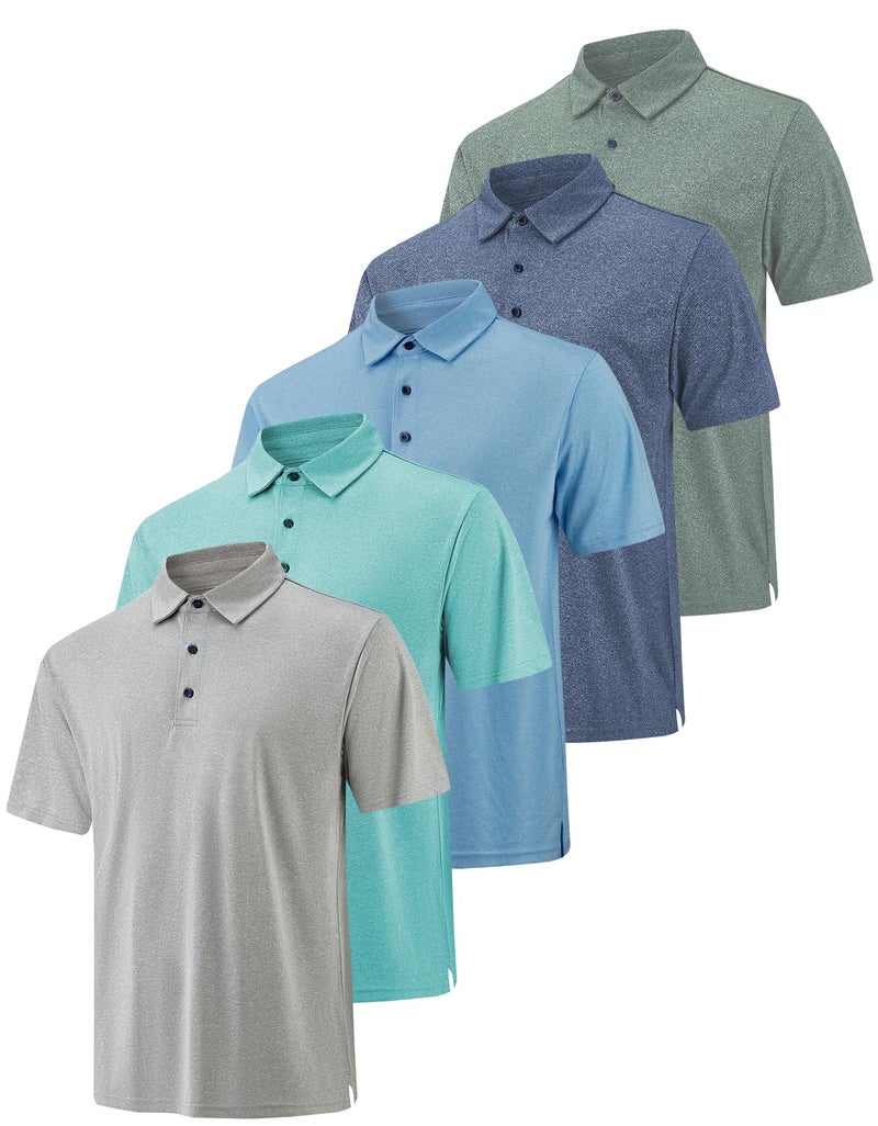 3 Pack Polo Shirts for Men Dry Fit Performance Short Sleeve Golf Polo Shirts (US, Alpha, Large, Regular, Regular, A06)