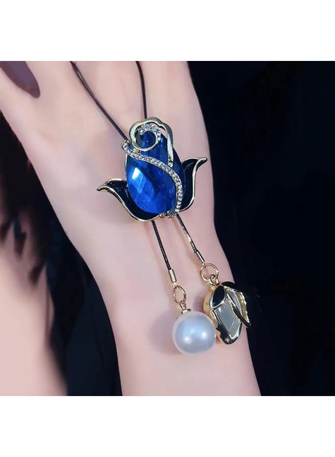 Korean Temperament Cat's Eye Tulip Sweater Chain Foreign Style Autumn And Winter Net Red Personality Long Necklace Clothing Accessories