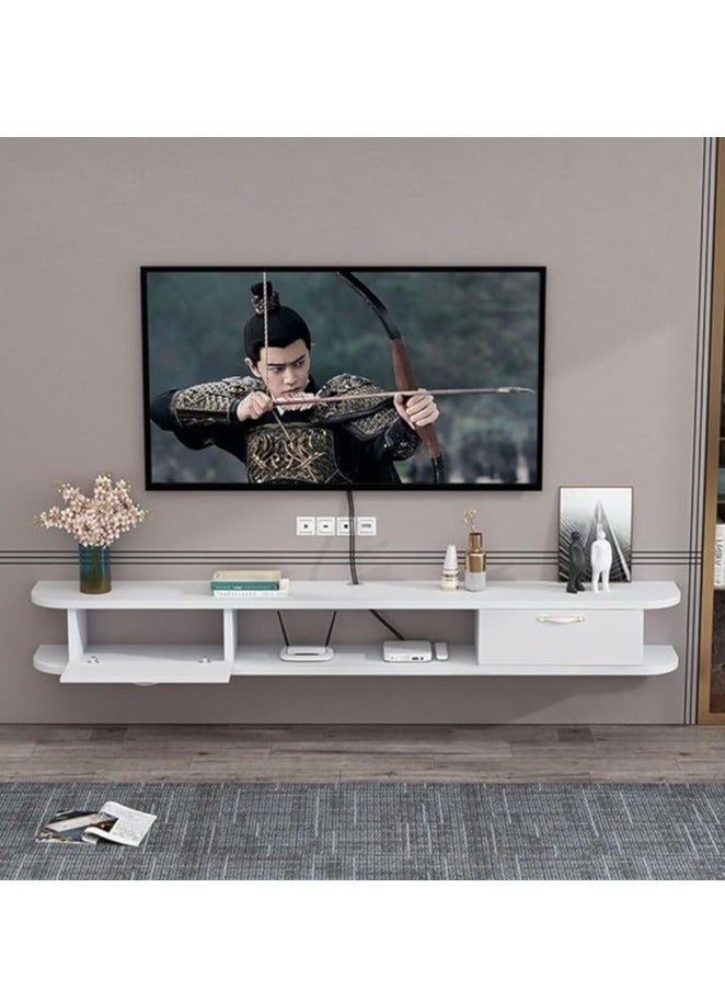 جدار التلفزيون المثبت جدول مجلس الوزراء التلفزيوني الحديث ، موقف التلفزيون مع 2 أبواب ومساحة تخزين مفتوحة لغرفة المعيشة غرفة النوم (120 * 24 * 18 سم) - Image 2