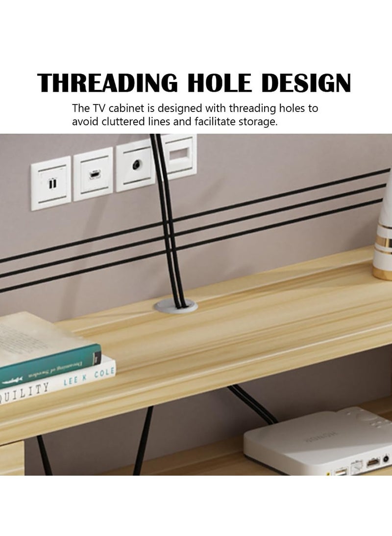 جدار التلفزيون المثبت جدول مجلس الوزراء التلفزيوني الحديث ، موقف التلفزيون مع 2 أبواب ومساحة تخزين مفتوحة لغرفة المعيشة غرفة النوم (120 * 24 * 18 سم) - Image 5