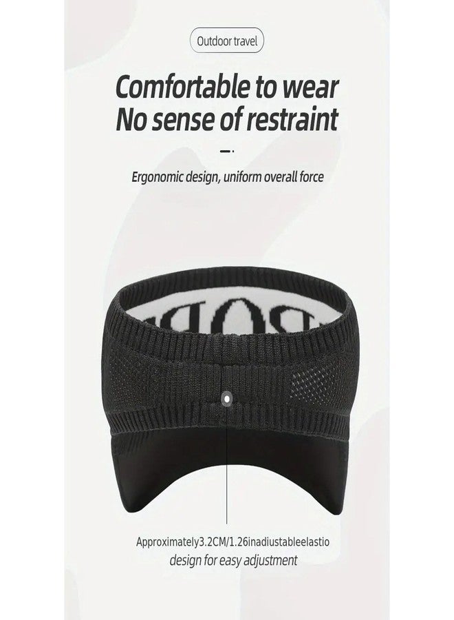 RR DESIGN Beret Cap with Letter Graphic Sporty Sun Visor Hat, Sun Protection Breathable Sweat Absorption Empty Top Sun Hat (Black) - Image 4