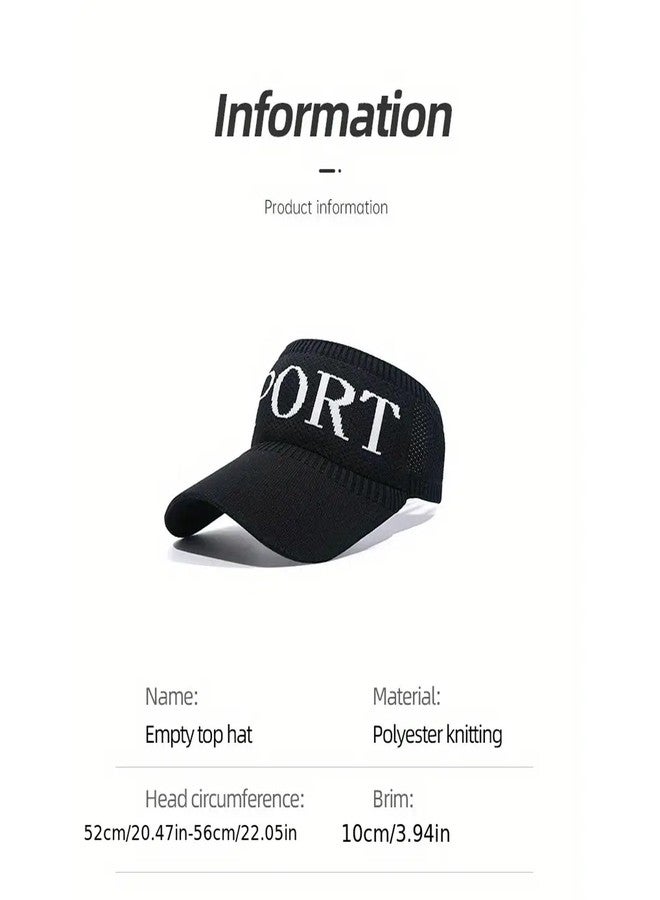 RR DESIGN Beret Cap with Letter Graphic Sporty Sun Visor Hat, Sun Protection Breathable Sweat Absorption Empty Top Sun Hat (Black) - Image 3