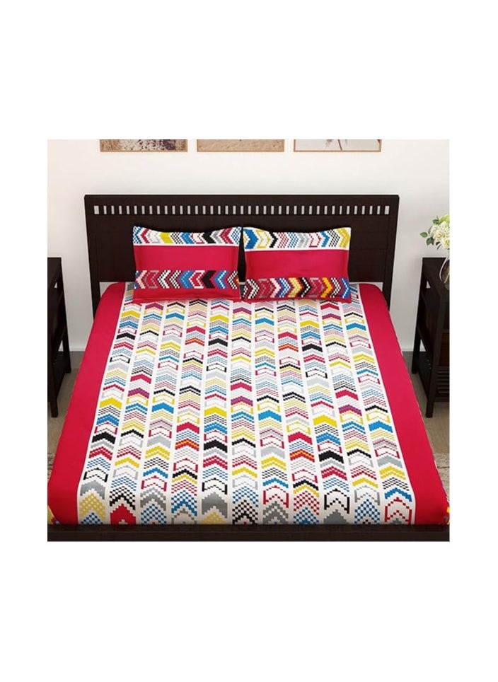Story at Home Story at Home 152 TC 100 % Cotton Flat Double Bedsheet Set, Multi-Colour, 225 x 250cm  - Image 2